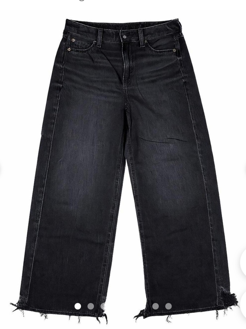 American Eagle Outfitters Black Wide-Leg Frayed Hem Jeans
